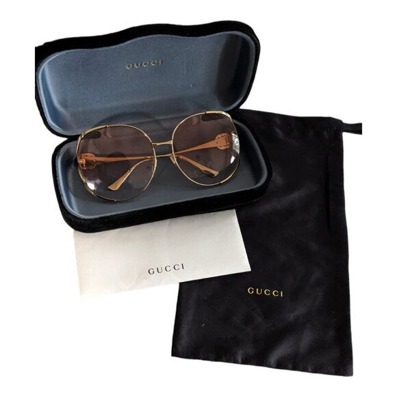 Authentic Gucci - Oversized Round Frame Sunglasses with gradient pink lenses - Picture 8 of 8